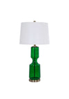 WJ Sampson Glass Table Lamp with Linen Shade, Green