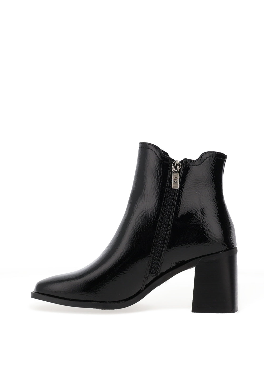 Xti Womens Distressed Patent Heeled Ankle Boots, Black