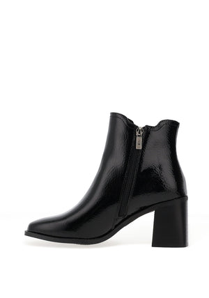 Xti Womens Distressed Patent Heeled Ankle Boots, Black