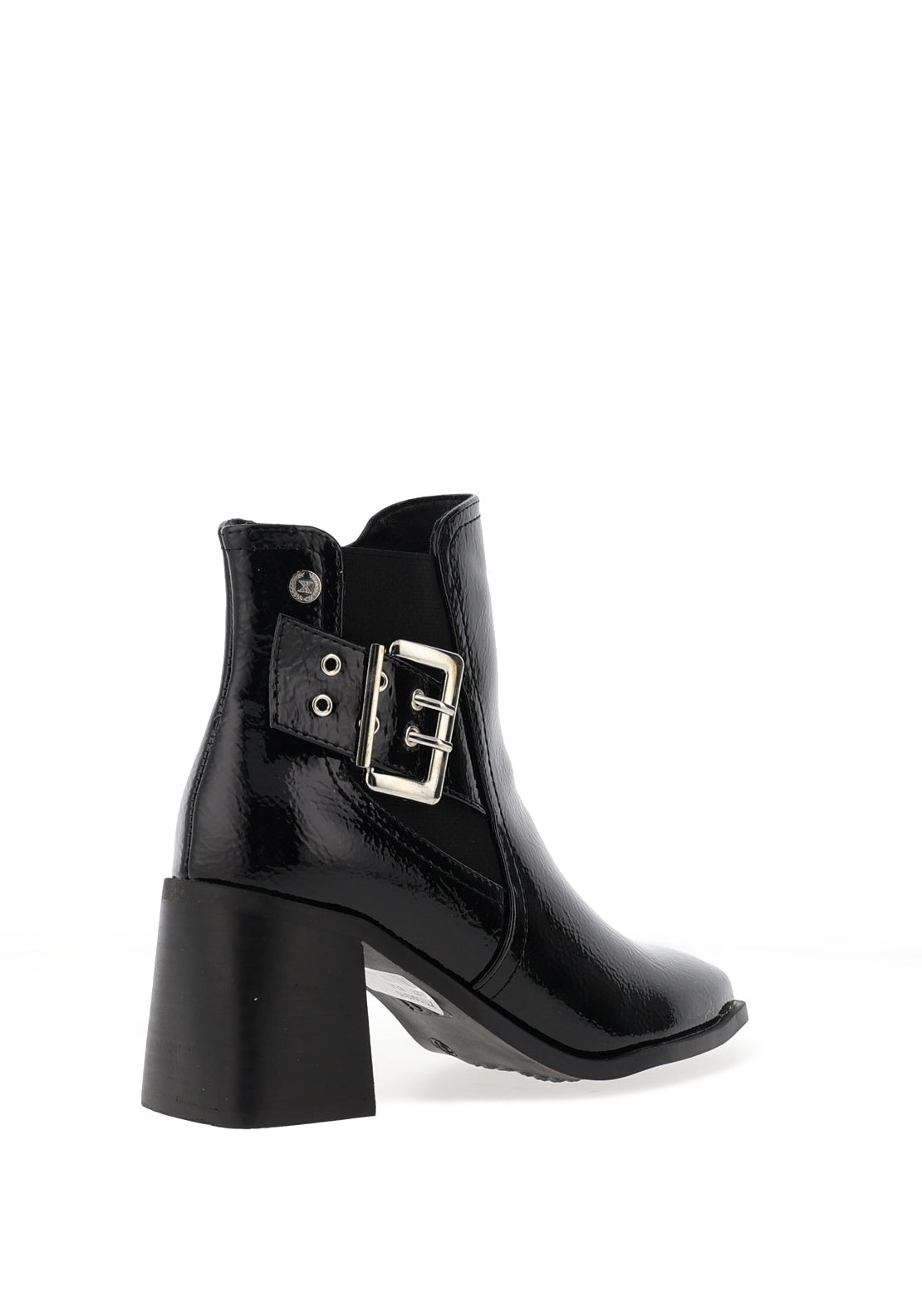 Xti Womens Distressed Patent Heeled Ankle Boots, Black