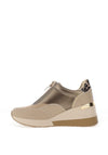 Xti Womens Hidden Front Zip Wedge Trainers, Beige
