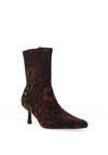 Xti Womens Leopard Printed Heeled Sock Boot, Brown