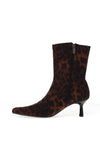 Xti Womens Leopard Printed Heeled Sock Boot, Brown