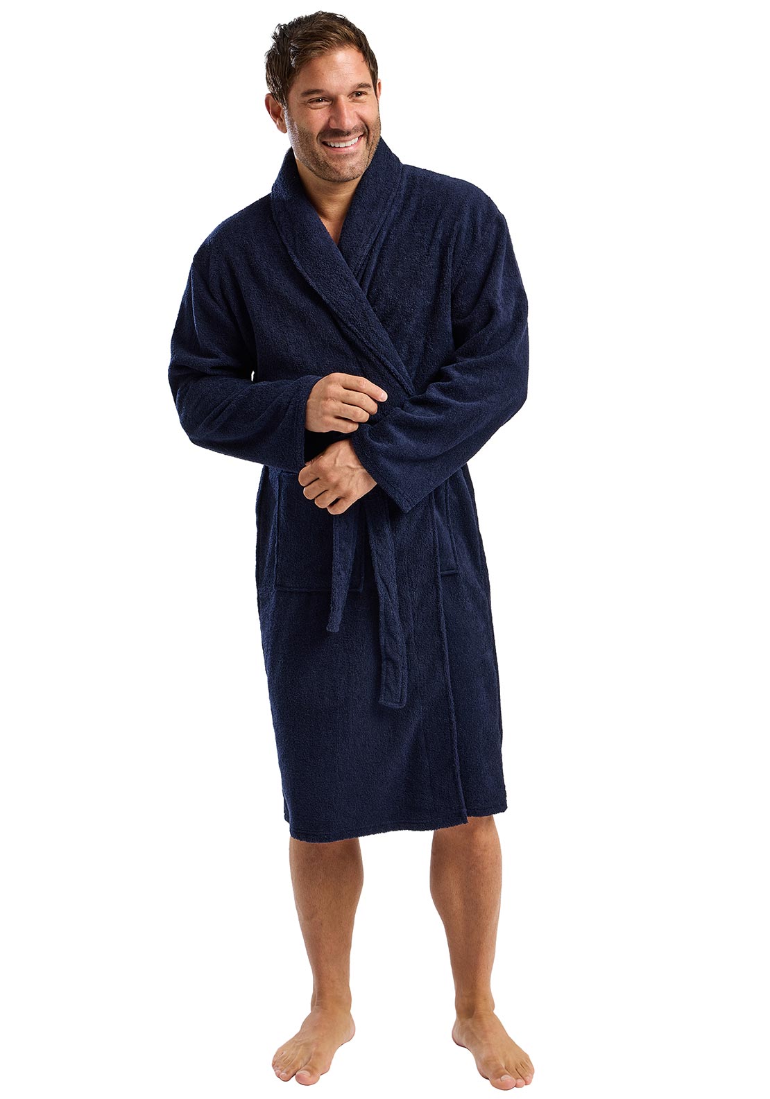 Indigo Sky West Ridge Towelling Bath Robe, Navy