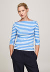 Tommy Hilfiger Womens Boat Neck Slim Fit T-Shirt, Blue Spell