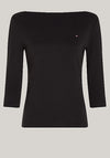 Tommy Hilfiger Womens Boat Neck Slim Fit T-Shirt, Black