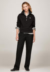 Tommy Hilfiger Womens Monogram Cropped Half- Zip Sweatshirt, Black