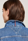 Tommy Hilfiger Womens Slim Fit Denim Trucker Jacket, Mel Blue