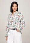 Tommy Hilfiger Womens Monogram Print Relaxed Shirt, Calico