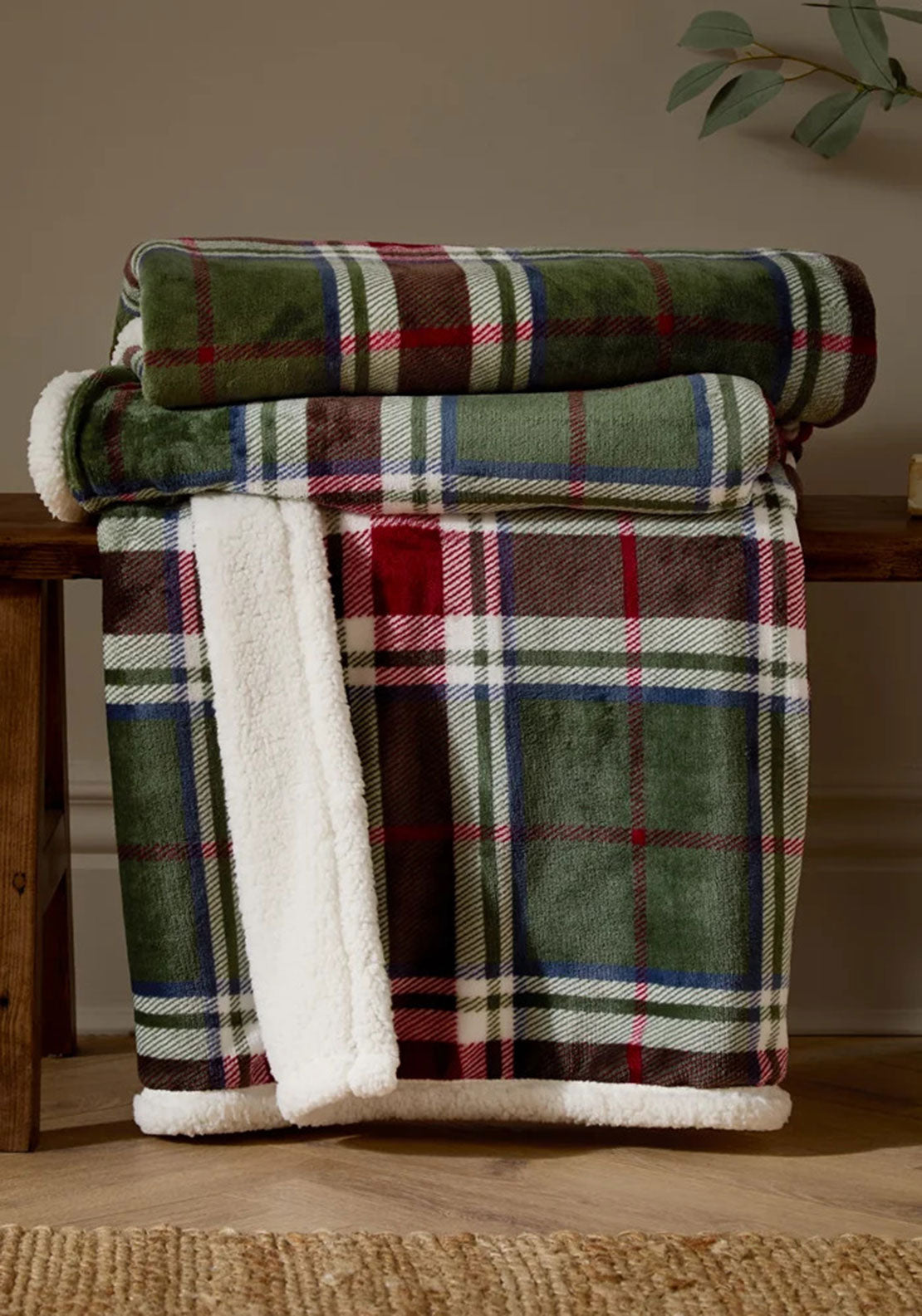 BRAEMAR CHECK SHERPA FLEECE THROW