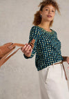 White Stuff Weaver Circle Print Top, Teal Multi