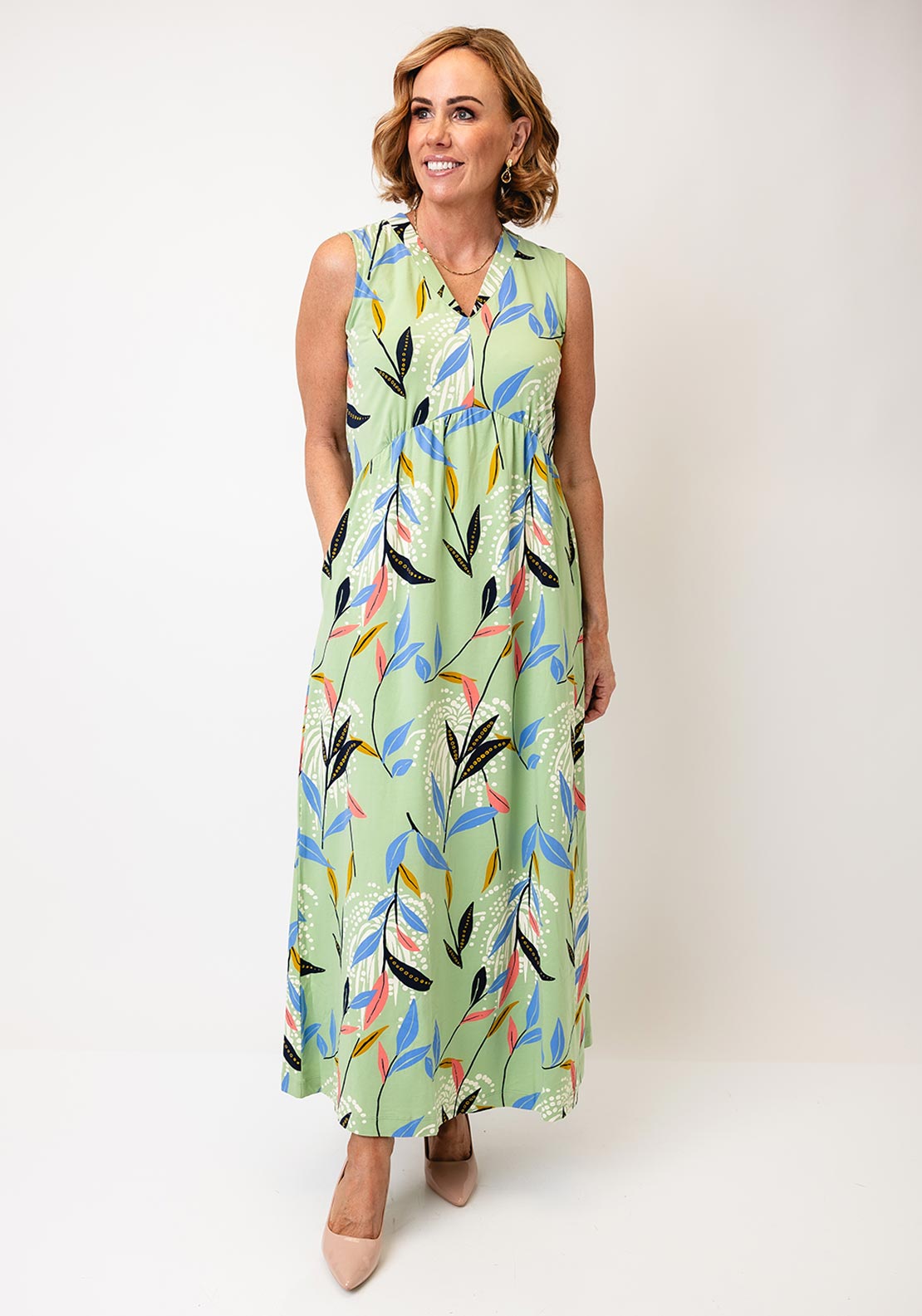 White Stuff Archer Botanical Print Dress, Green