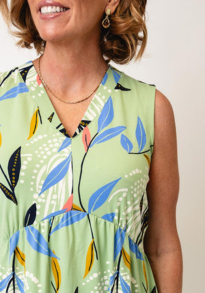 White Stuff Archer Botanical Print Dress, Green