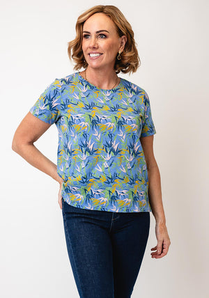 White Stuff Abbie Botanical Print T Shirt, Blue