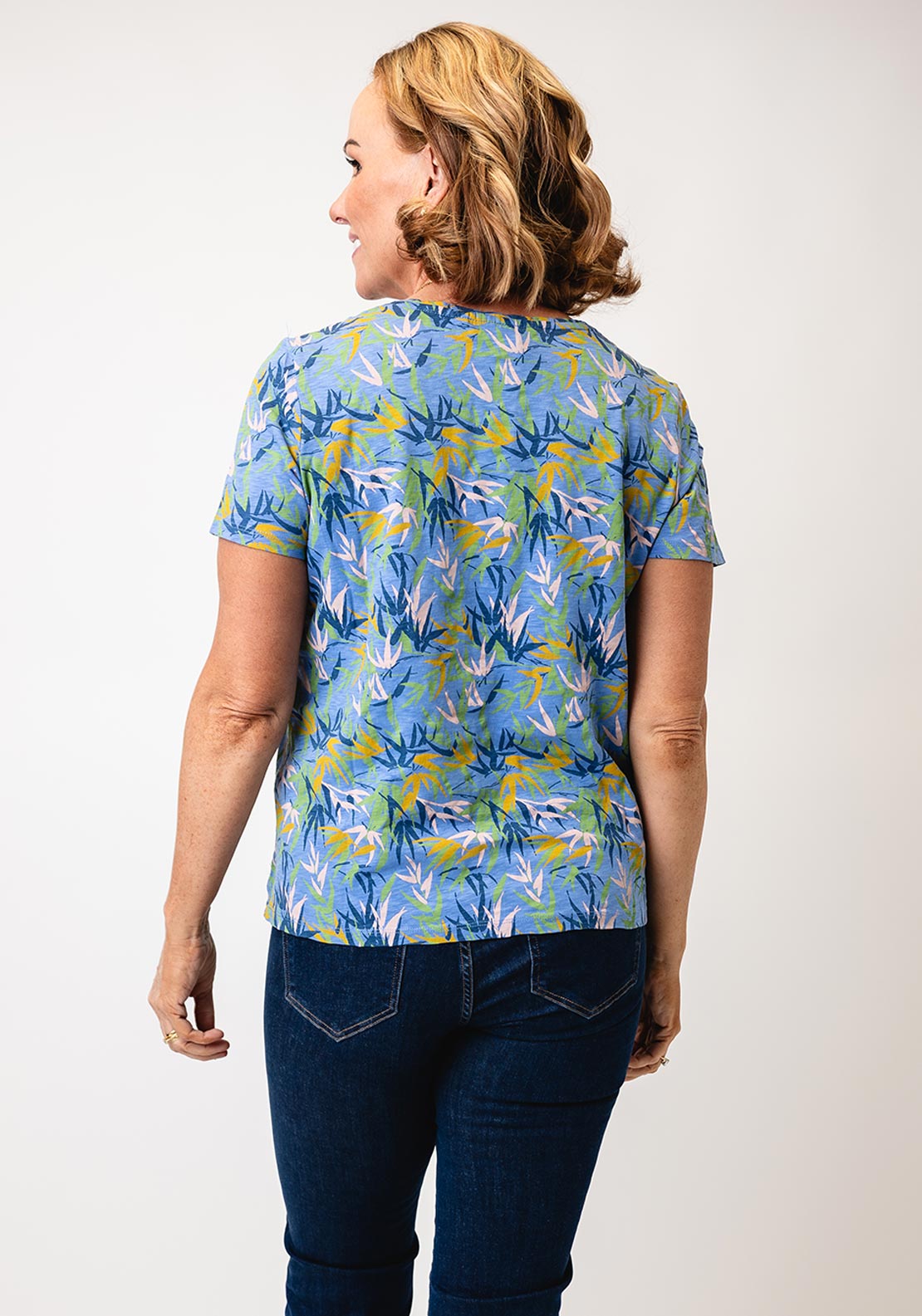 White Stuff Abbie Botanical Print T Shirt, Blue