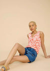 White Stuff Laila Cotton Vest, Orange Print