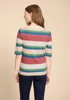 White Stuff Striped Puff Sleeve T-Shirt, Pink Multi
