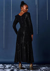 Jolie Moi Sparkly Wrap Frill Hem Maxi Dress, Black