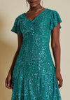 Jolie Moi Sequin Fit & Flare Midi Dress, Blue