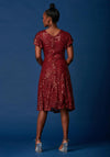 Jolie Moi Sequin Fit & Flare Midi Dress, Burgundy