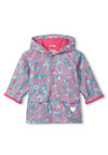 Hatley Mini Girl Wild Flowers Rain Jacket, Blue