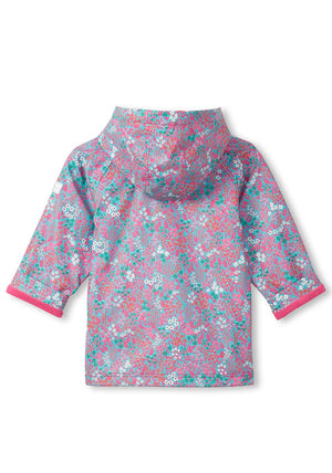 Hatley Mini Girl Wild Flowers Rain Jacket, Blue