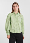 Y.A.S Kenora Embroidered Cotton Shirt, Quiet Green