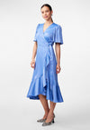 Y.A.S Thea Satin Wrap Midi Dress, Ashleigh Blue