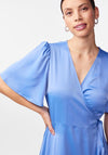 Y.A.S Thea Satin Wrap Midi Dress, Ashleigh Blue