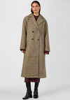 Y.A.S Margot Houndstooth Long Double-Breasted Coat, Brown
