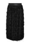 Y.A.S Dio Geometric Fringe Midi Skirt, Black
