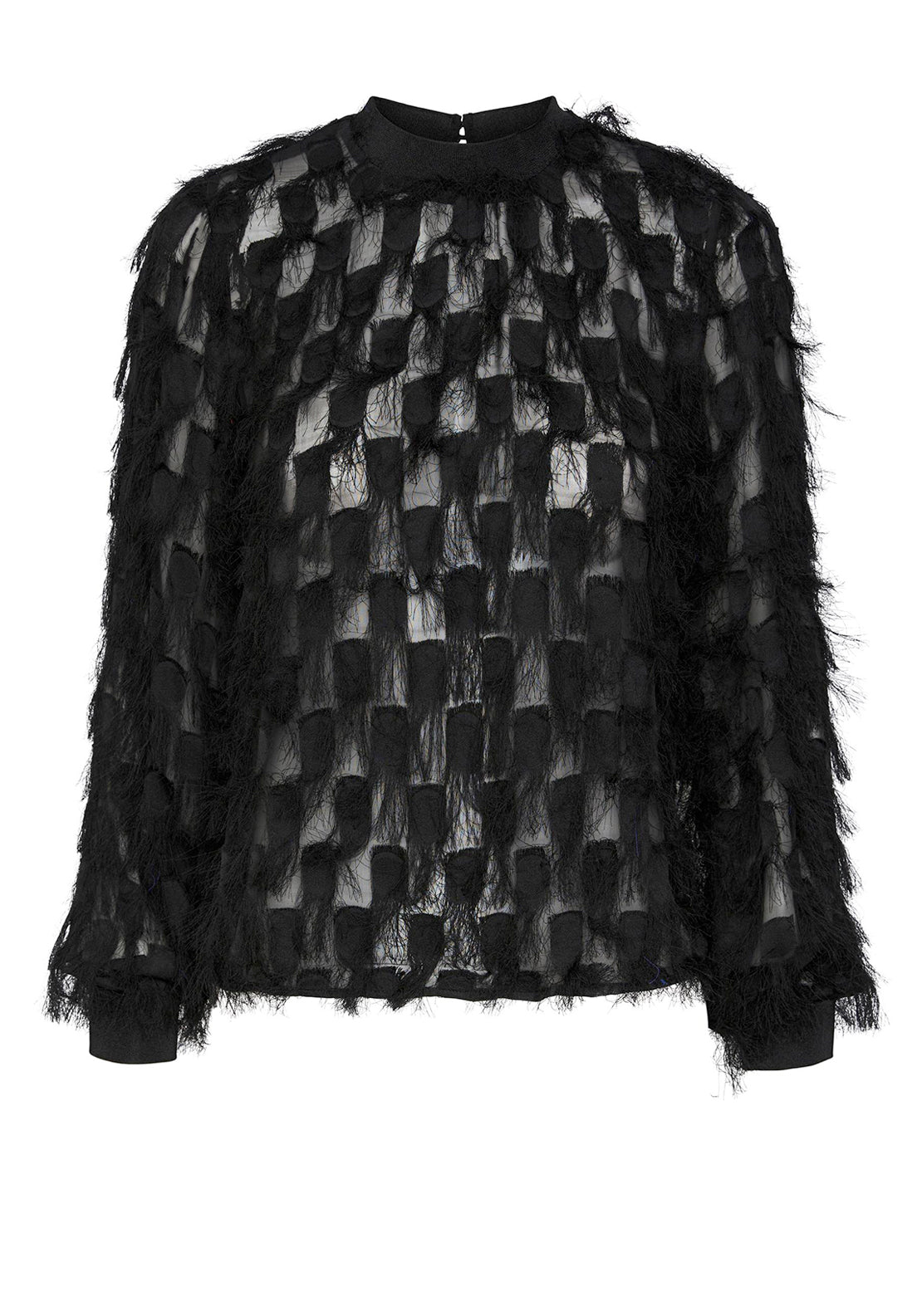 Y.A.S Dio Geometric Fringe Blouse, Black