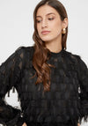 Y.A.S Dio Geometric Fringe Blouse, Black