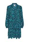 Y.A.S Alira Tiered Midi Shirt Dress, Black & Blue