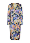Y.A.S Watercolour Inspired Satin Wrap Midi Dress, Multi