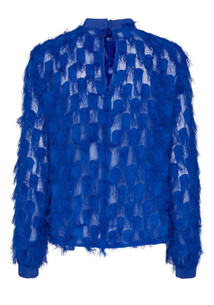Y.A.S Dio Geometric Fringe Blouse, Blue
