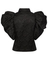 Y.A.S Tapera Jacquard Extreme Puff Sleeve Blouse, Black