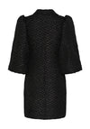 Y.A.S Cisca Jacquard Puff Sleeve Mini Dress, Black