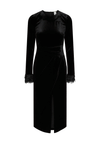 Y.A.S Serena Frill Cuff Velour Midi Dress, Black