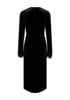 Y.A.S Serena Frill Cuff Velour Midi Dress, Black