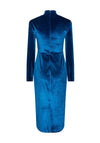 Y.A.S Novella Twisted Front Velvet Midi Dress, Mykonos Blue