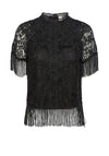 Y.A.S Sophia Lace Fringe Blouse, Black