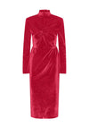 Y.A.S Novella Twisted Front Velvet Midi Dress, Tango Red