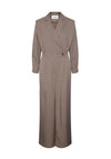 Y.A.S Sassa Lapel Collar Wide Leg Jumpsuit, Taupe Grey