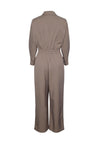 Y.A.S Sassa Lapel Collar Wide Leg Jumpsuit, Taupe Grey