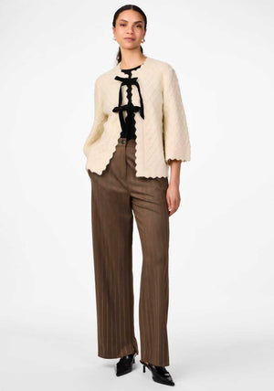 Y.A.S Egsa Bow Front Crochet Cardigan, Birch