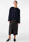 Y.A.S Bonsa Bow Front Short Cardigan, Navy Blazer