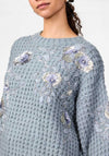 Y.A.S Finda Embellished Floral Chunky Jumper, Dusty Blue