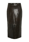 Y.A.S Siris Leather Midi Skirt, Hot Fudge