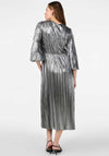 Y.A.S Regina Metallic Plisse Midi Dress, Silver